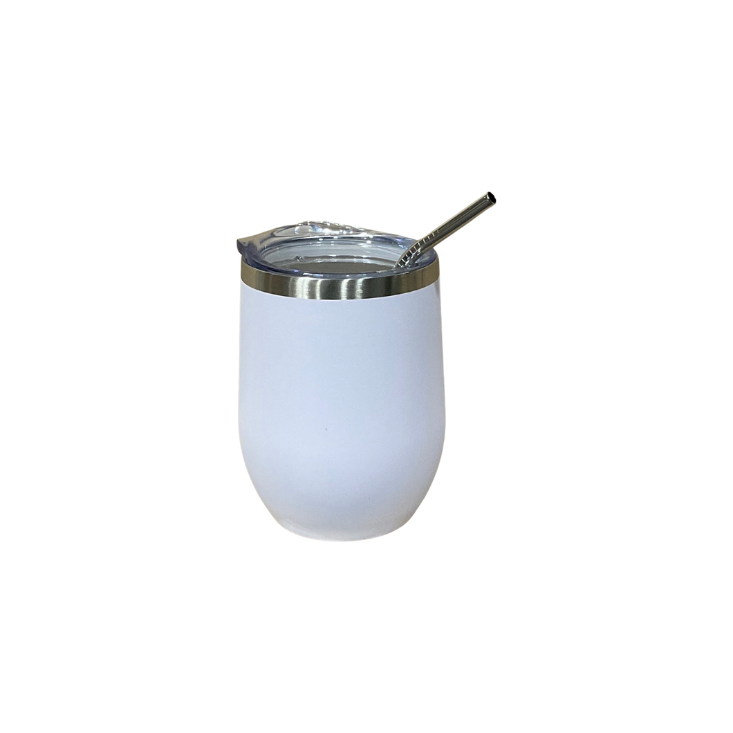 Wine tumbler blanco con pitillo