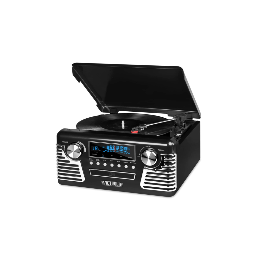 Victrola negra con radio