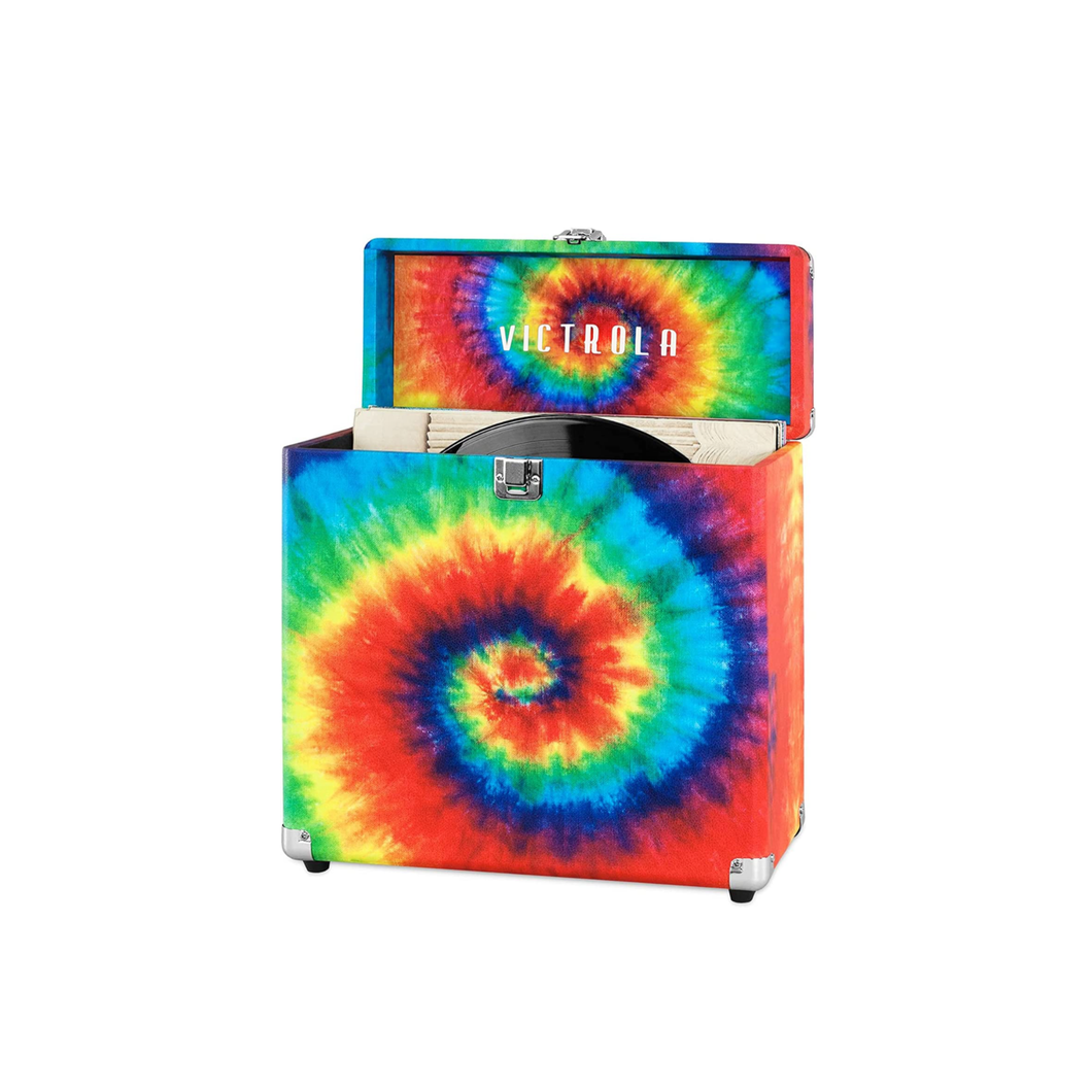 Caja discos Victrola retro tie dye vinilo discos