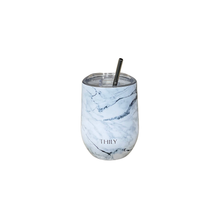 Cargar imagen en el visor de la galería, Vaso termico Thily 12 oz marmol con tapa
